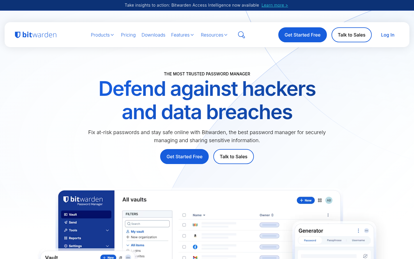 Bitwarden homepage